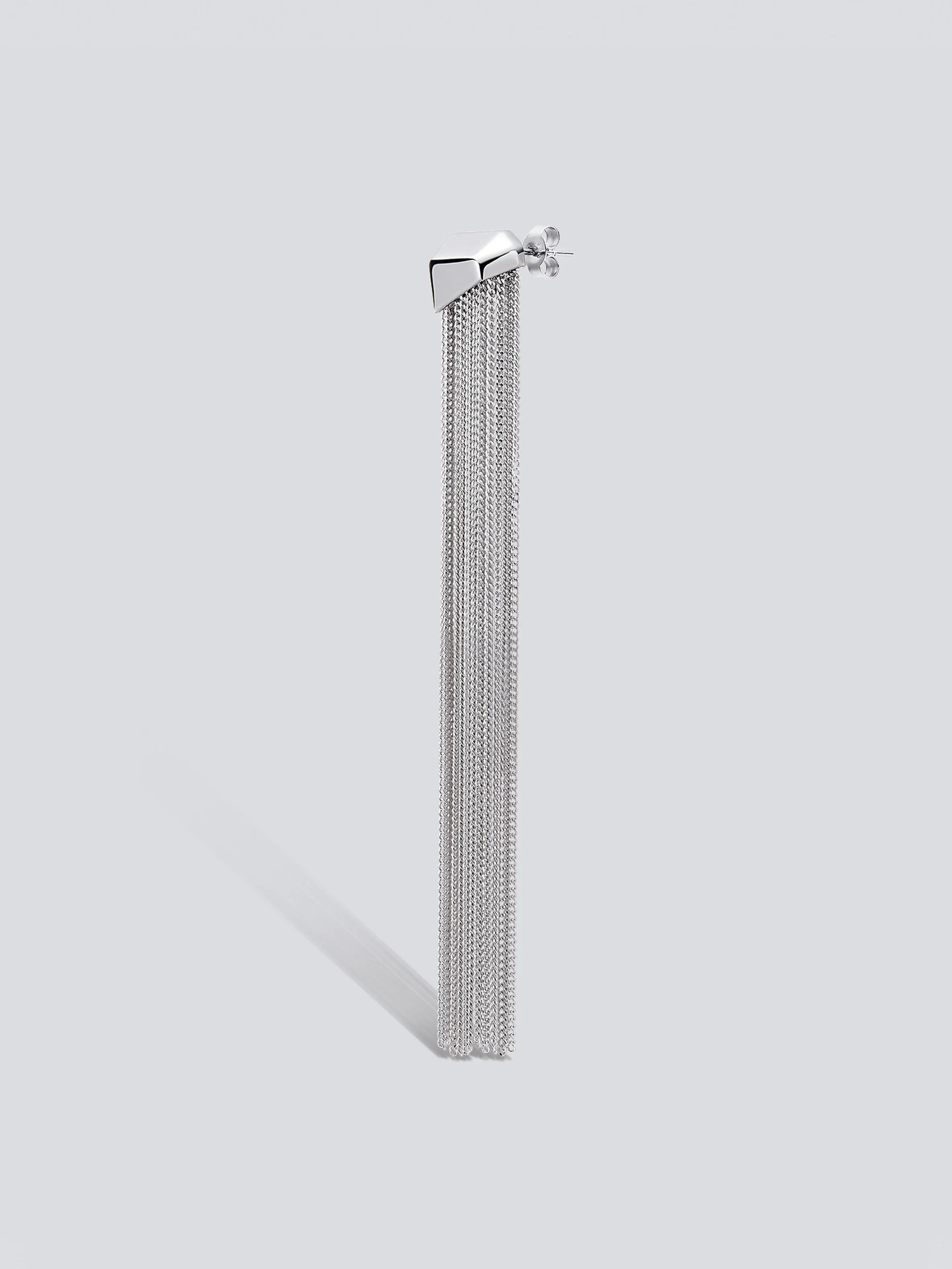 Partial Gem Long Tassel Earring