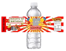 Party Favors Red & White Circus Elephants Birthday Water Bottle Labels Wrappers Supplies Personalized