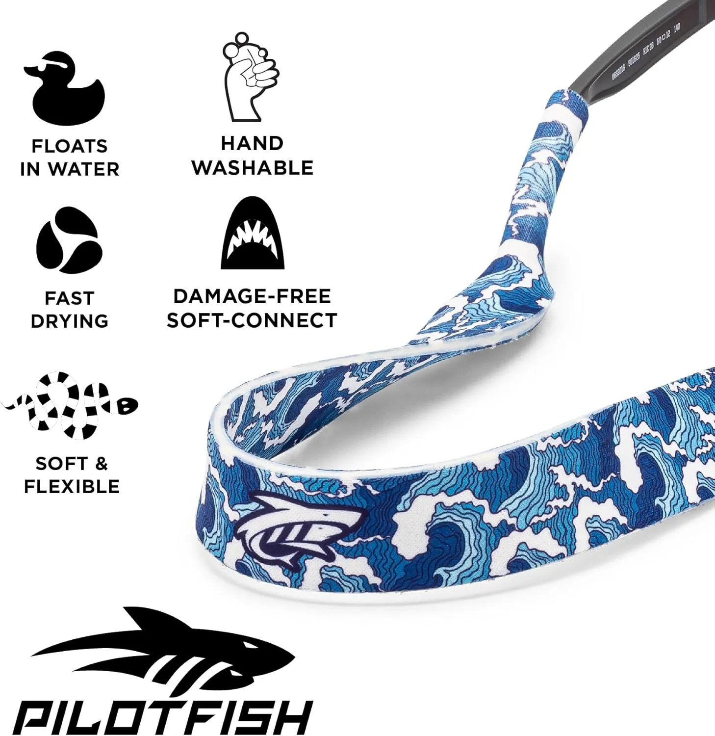 Pilotfish Floating Sunglasses Strap, Premium Lightweight Neoprene Eyewear Retainer for Men & Women, Soft and Flexible