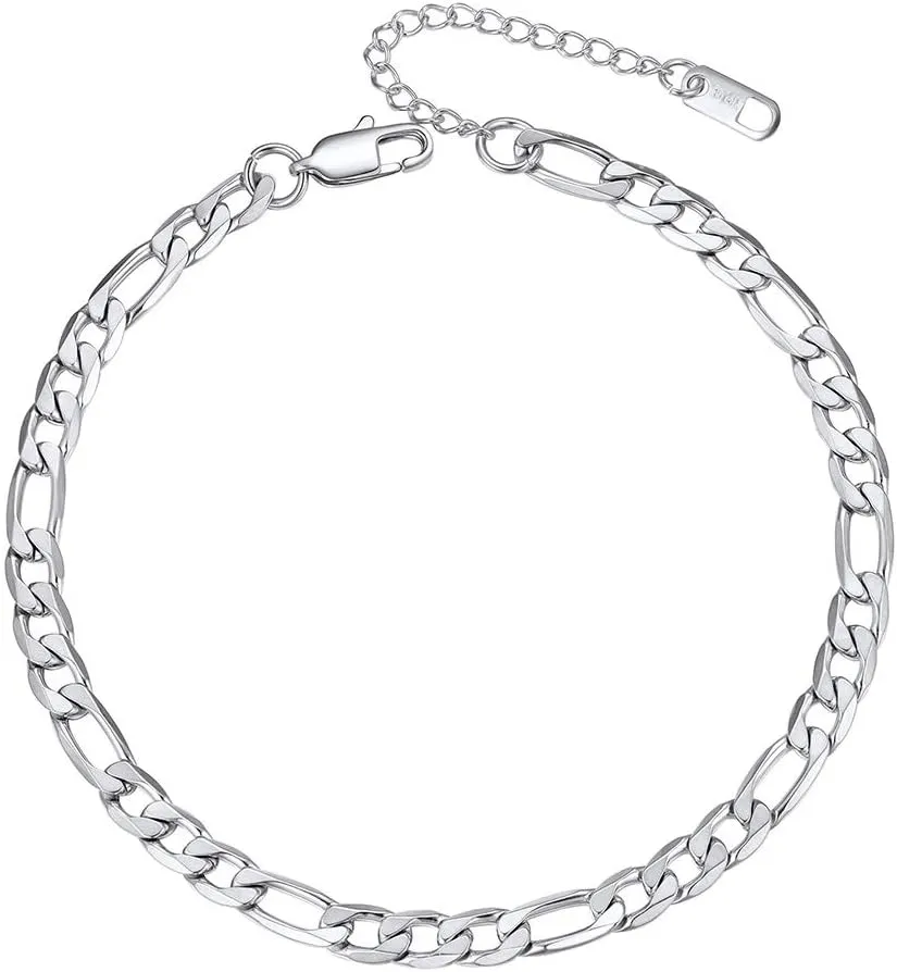 PROSTEEL Stainless Steel Chain Anklets for Women, Silver/Gold Tone, Ankle Bracelets Hypoallergenic, 8-10.5 Inch Adjustable, Come with Box