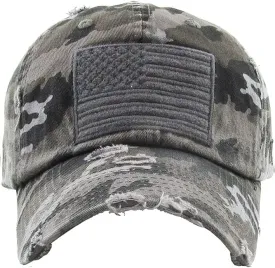 ScarvesMe Unisex American Flag Washed Vintage Distressed Stitch Baseball Cap Hat