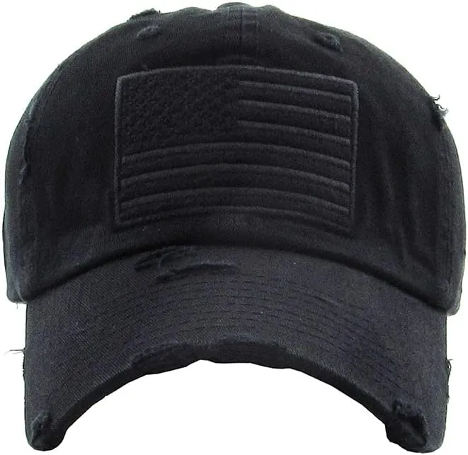 ScarvesMe Unisex American Flag Washed Vintage Distressed Stitch Baseball Cap Hat