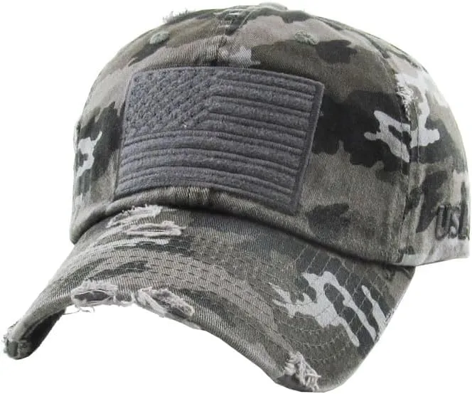 ScarvesMe Unisex American Flag Washed Vintage Distressed Stitch Baseball Cap Hat