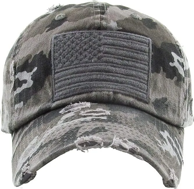 ScarvesMe Unisex American Flag Washed Vintage Distressed Stitch Baseball Cap Hat