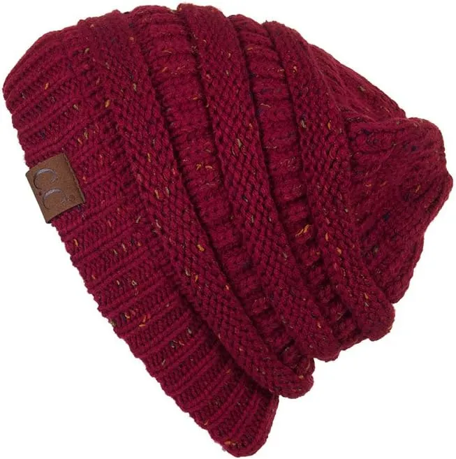 ScarvesMe Women Confetti BeanieTail Ponytail Messy Bun Solid Ribbed Beanie Hat Cap