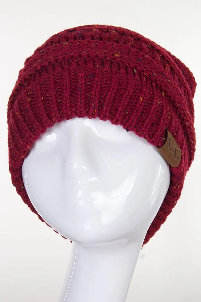 ScarvesMe Women Confetti BeanieTail Ponytail Messy Bun Solid Ribbed Beanie Hat Cap