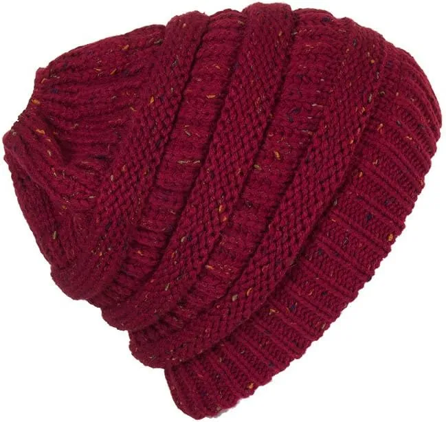 ScarvesMe Women Confetti BeanieTail Ponytail Messy Bun Solid Ribbed Beanie Hat Cap