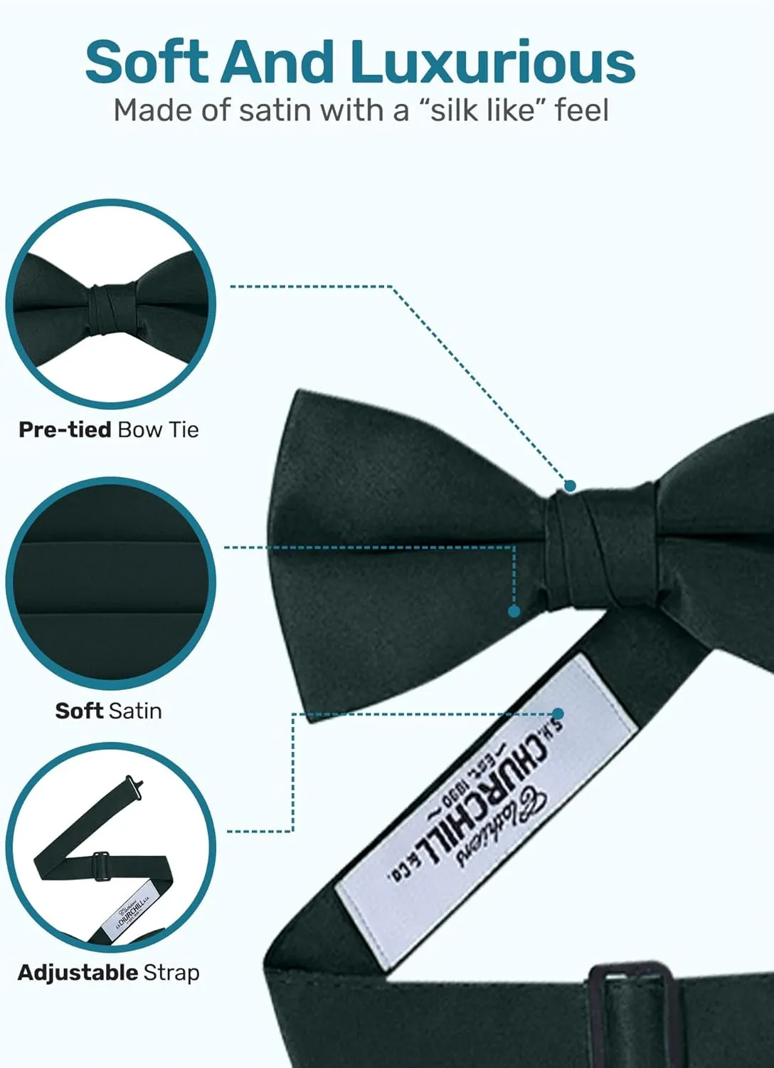 S.H. Churchill & Co. Men's Formal Satin Bowtie and Cummerbund Set
