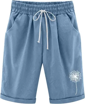 SHAOBGE Shorts for Women Trendy Summer 2024 Beach Drawstring Knee Length Shorts Loose Fit Resort Wear Fashion Clothes
