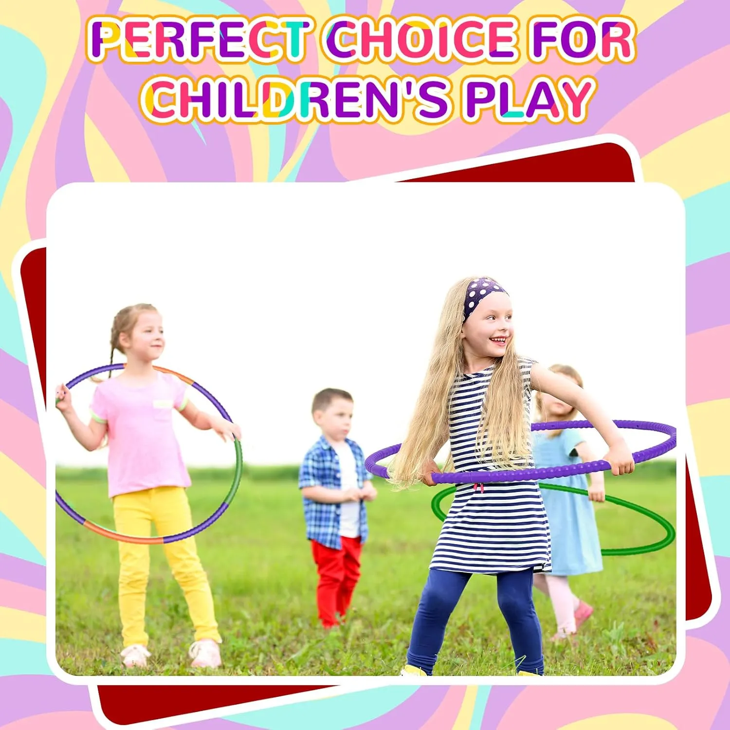 Sratte 6 Pcs Exercise Hoop Detachable Adjustable Plastic Hoops Snap Together Toy Ring Color Playground Toys for Girls and Boys Party Games, Sports, Exercise, Dog Training(28 Inch,Purple,Green,Orange)