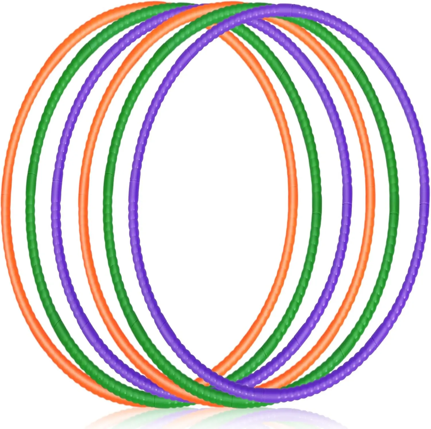 Sratte 6 Pcs Exercise Hoop Detachable Adjustable Plastic Hoops Snap Together Toy Ring Color Playground Toys for Girls and Boys Party Games, Sports, Exercise, Dog Training(28 Inch,Purple,Green,Orange)