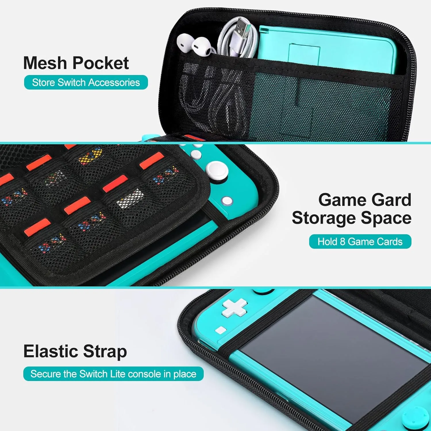 Switch Lite Case - innoAura 12 in 1 Switch Lite Accessories Bundle with Switch Lite Carrying Case, Switch Game Case, Switch Lite Screen Protector, Switch Stand, Switch Thumb Grips (Black)