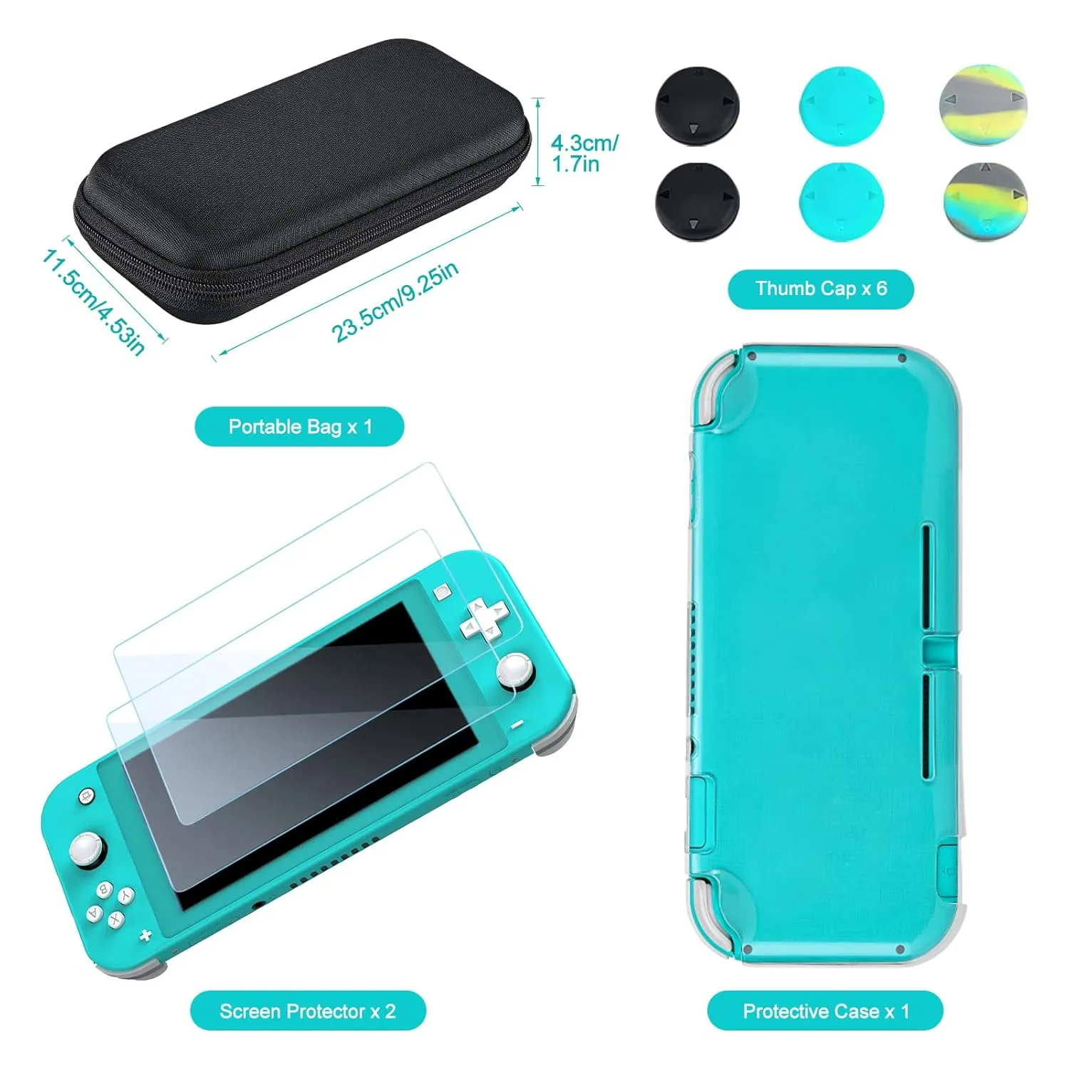 Switch Lite Case - innoAura 12 in 1 Switch Lite Accessories Bundle with Switch Lite Carrying Case, Switch Game Case, Switch Lite Screen Protector, Switch Stand, Switch Thumb Grips (Black)