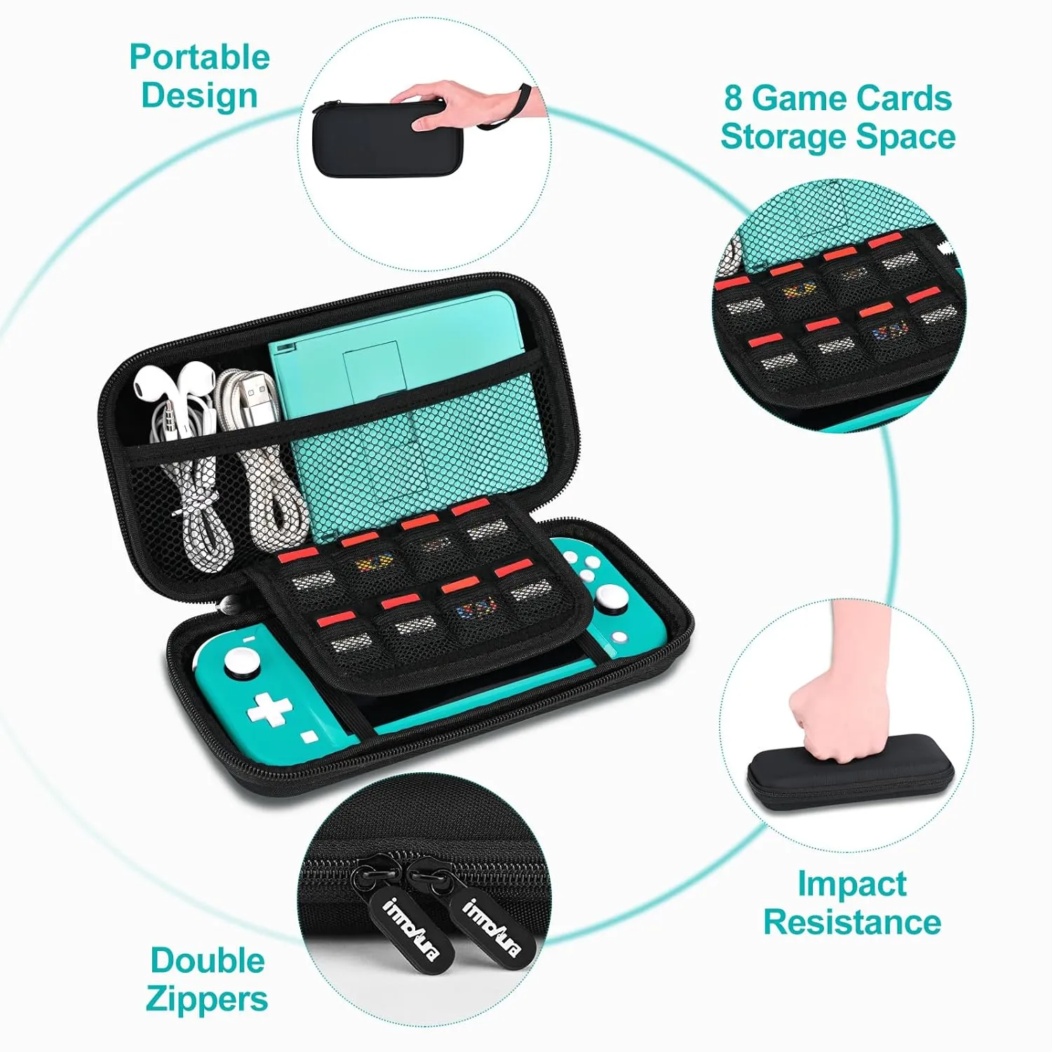 Switch Lite Case - innoAura 12 in 1 Switch Lite Accessories Bundle with Switch Lite Carrying Case, Switch Game Case, Switch Lite Screen Protector, Switch Stand, Switch Thumb Grips (Black)