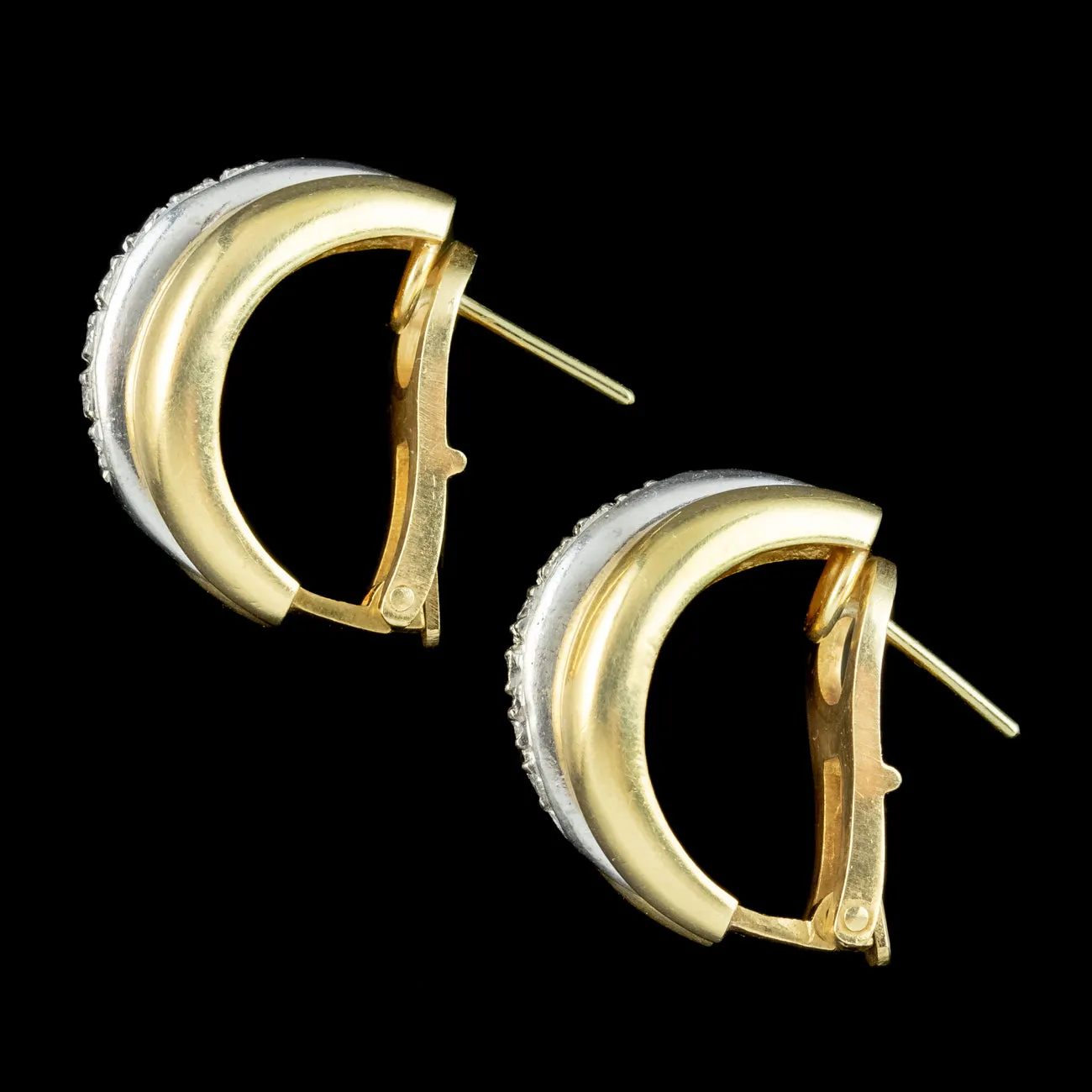 Vintage Diamond Half Hoop Earrings 18ct Gold