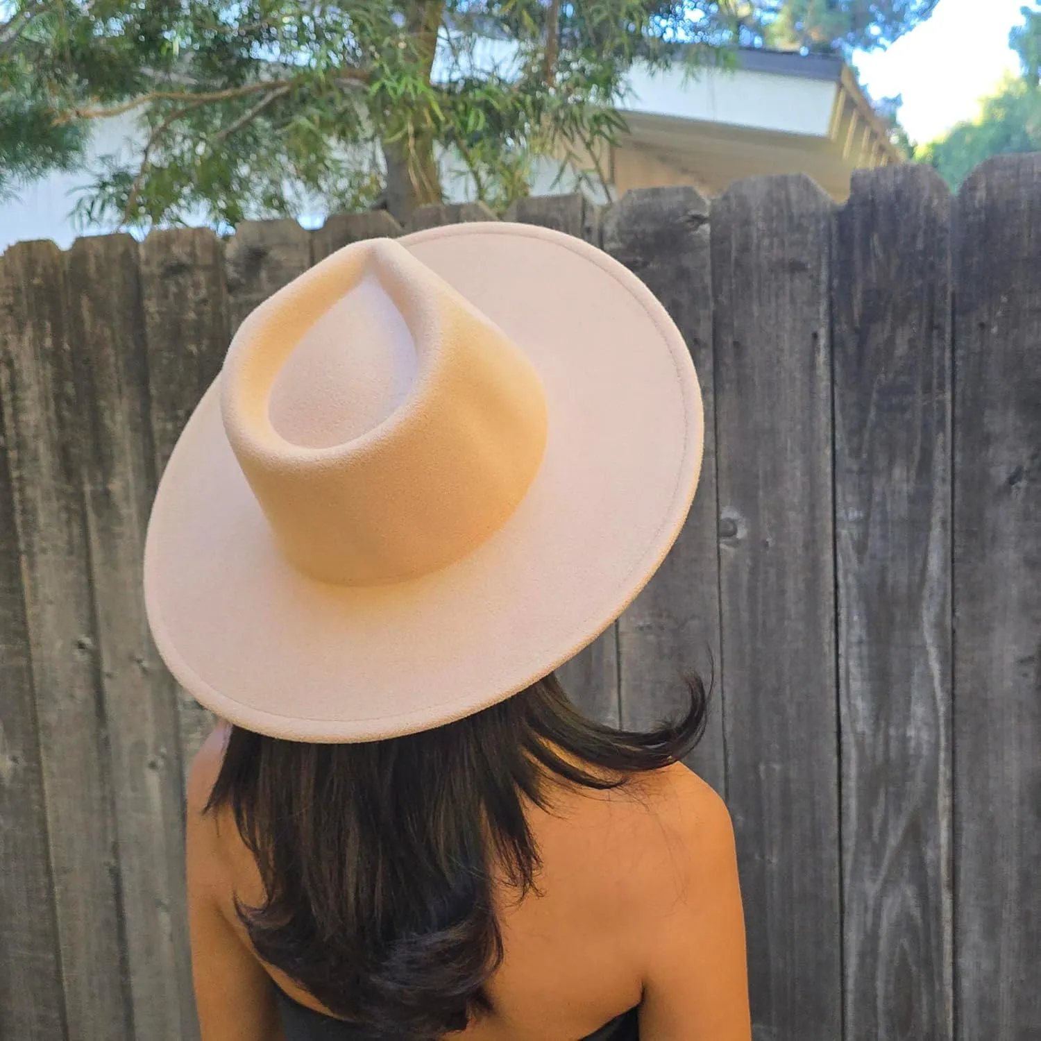 Wide Brim Vegan Felt Rancher Hat - Women, Men, and Kids Fedora Style with Adjustable Inner Drawstring