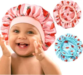 YANIBEST 2 Pcs Baby Satin Bonnet for Sleeping Kids Double Layer Sleeping Caps for Toddler Silk Bonnet Elastic Wide Band