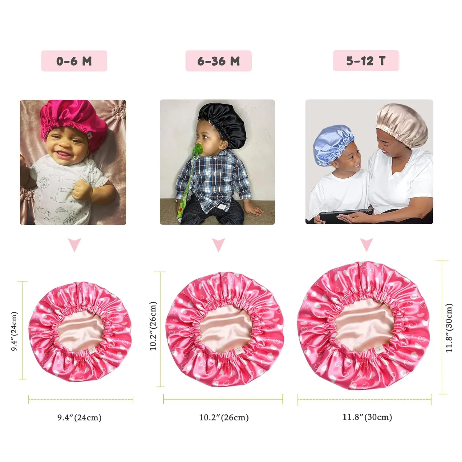YANIBEST Baby Bonnet Infant Newborn Toddler Satin Silk Hair Bonnet for Baby Girl Boy Sleeping Kids Cap Hat