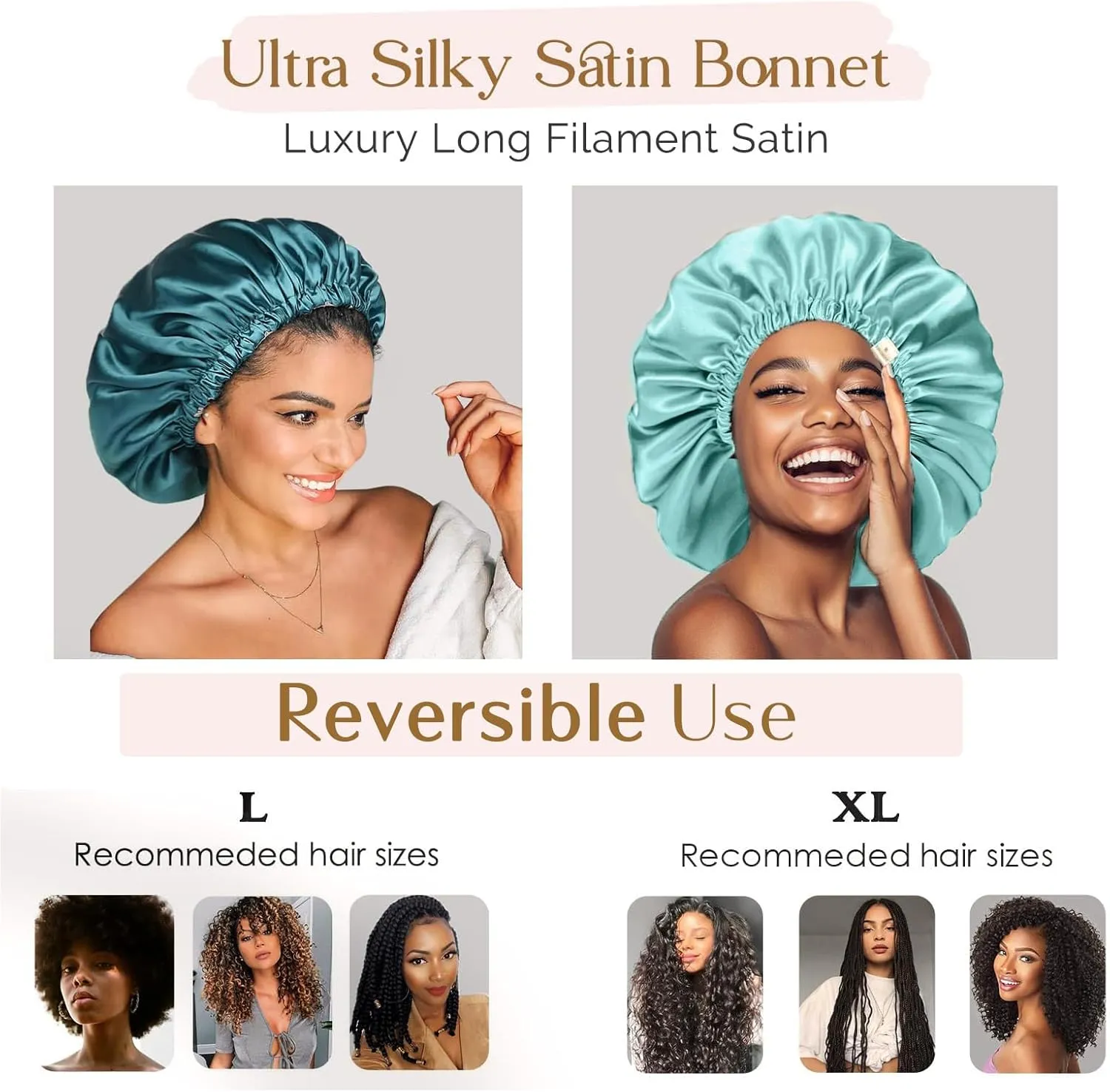 YANIBEST Silk Bonnet Satin Bonnet for Sleeping Women and Men, Adjustable Double Layer Hair Bonnet for Curly Braids Hair